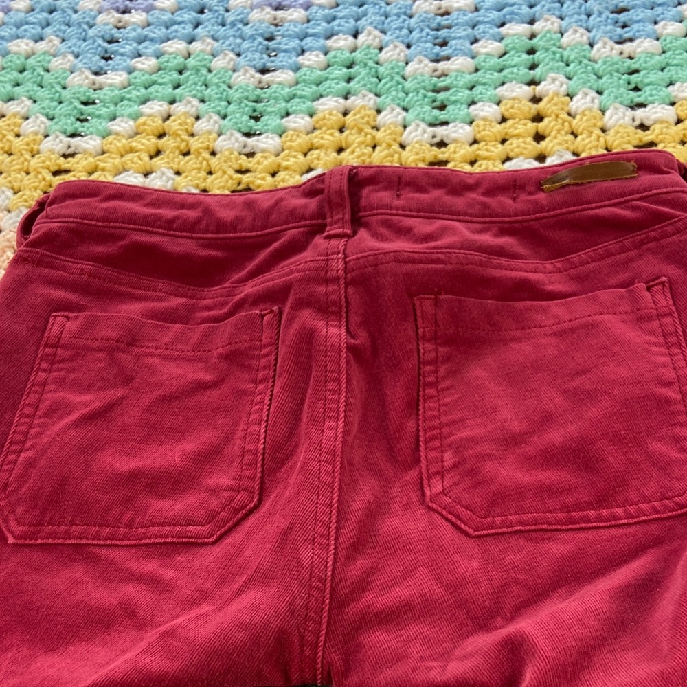 Pilcro and the Letterpress 28 Cranberry Red corduroy velvet stretch skinny pants - Picture 10 of 13